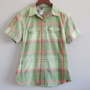 {The North Face} Green & Pink Button Down Top
